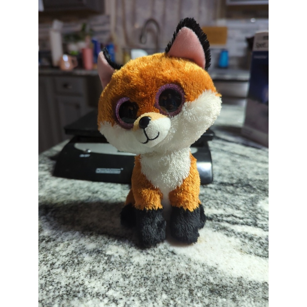 Ty Beanie Boos Slick the Fox 6" Plush Pink Glitter Eyes Stuffed Animal Toy Plush